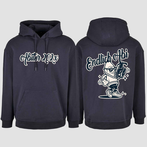 1060 "Endlich Abi" Abi Oversize Hoodie beidseitig bedruckt
