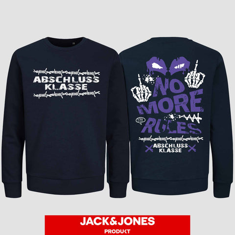 1051 "No more Rules" Abschluss Sweatshirt by Jack&Jones beidseitig bedruckt