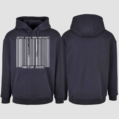 1025 "Abitur 2025 Barcode" Abi Oversize Hoodie einseitig bedruckt