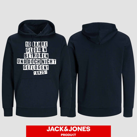 1031 "gelogen und betrogen" Abschluss Hoodie by Jack&Jones einseitig bedruckt