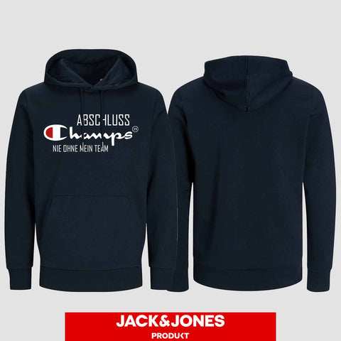 1028 "Champs - Nie ohne mein Team" Abschluss Hoodie by Jack&Jones einseitig bedruckt