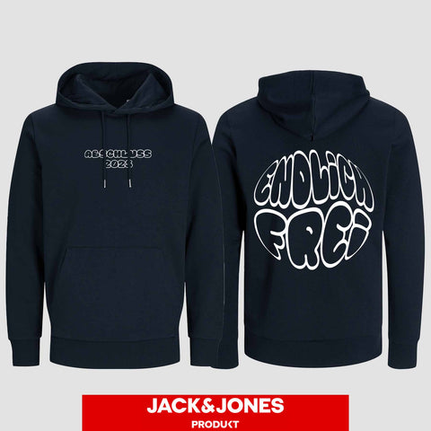 1036 "Endlich frei" Abschluss / Abi Hoodie by Jack&Jones beidseitig bedruckt