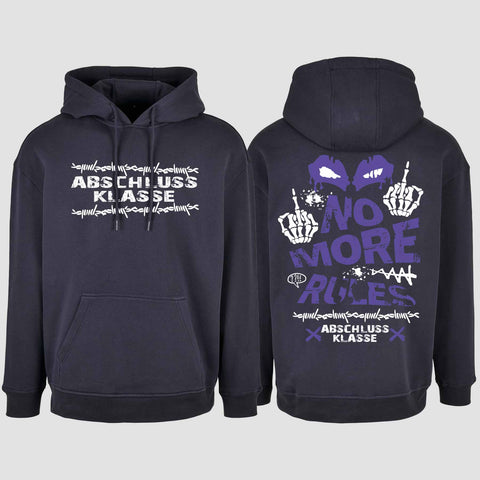 1051 "No more Rules" Abschluss Oversize Hoodie beidseitig bedruckt