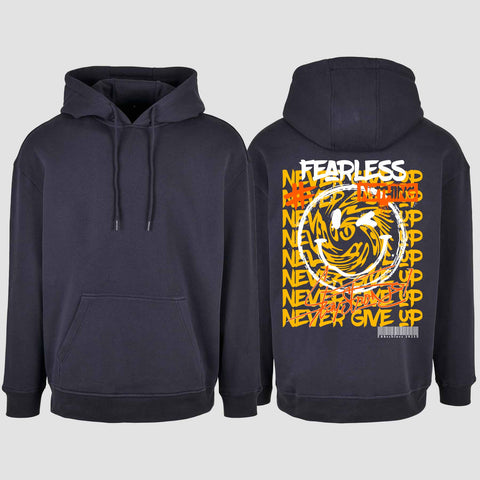 1020 "NEVER GIVE UP" Abschluss Oversize Hoodie einseitig bedruckt