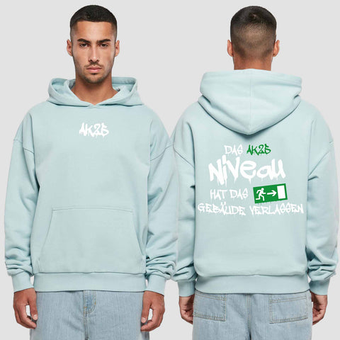 1035 "das Niveau" Abschluss Premium Oversize Hoodie beidseitig bedruckt