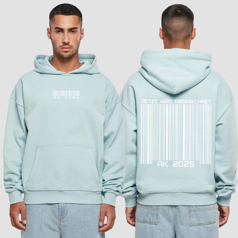 1027 "Barcode" Abschluss Premium Oversize Hoodie beidseitig bedruckt