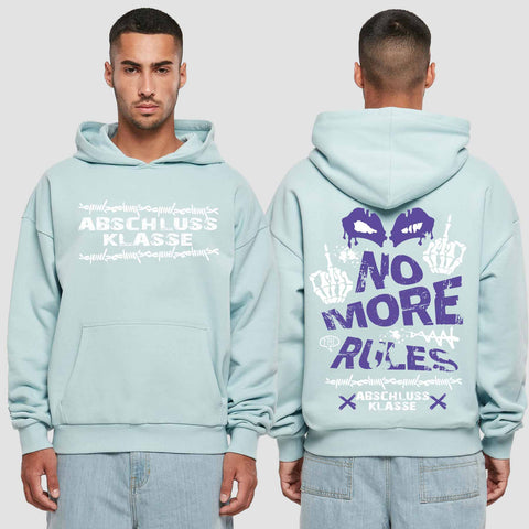 1051 "No more Rules" Abschluss Premium Oversize Hoodie beidseitig bedruckt