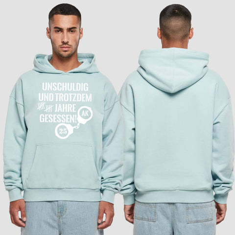 1008 "10 Jahre unschuldig" Abschluss Premium Oversize Hoodie einseitig bedruckt