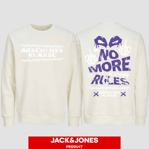 1051 "No more Rules" Abschluss Sweatshirt by Jack&Jones beidseitig bedruckt
