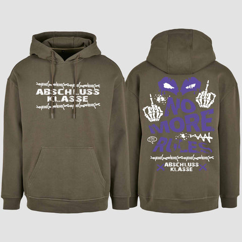 1051 "No more Rules" Abschluss Oversize Hoodie beidseitig bedruckt