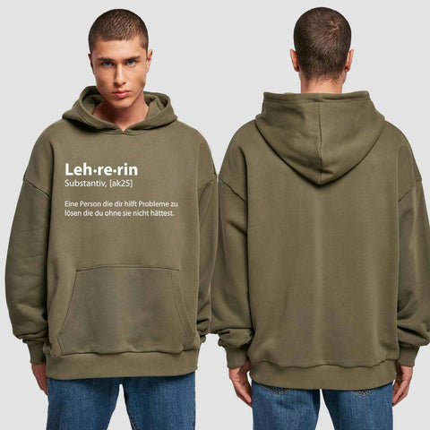 1050 "Definition Lehrerin" Abschluss Premium Oversize Hoodie einseitig bedruckt