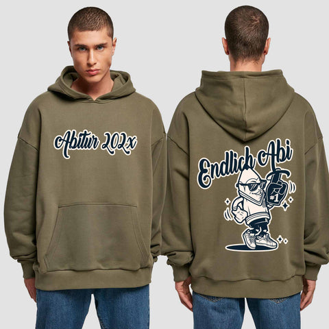 1060 "Endlich Abi" Abi Premium Oversize Hoodie beidseitig bedruckt