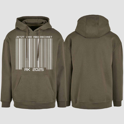 1026 "AK 2025 Barcode" Abschluss Oversize Hoodie einseitig bedruckt