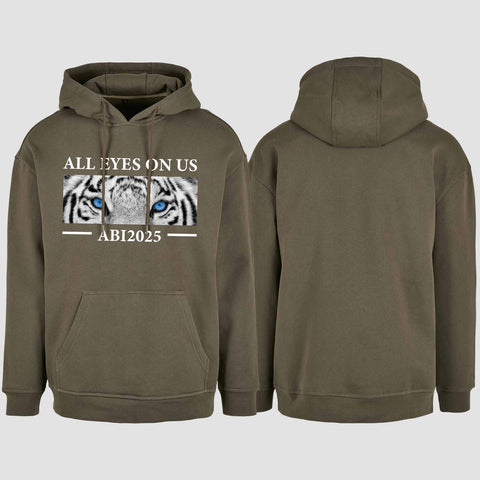 1021 "All Eyes on us Tiger" Abi Oversize Hoodie einseitig bedruckt