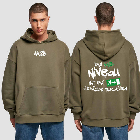 1035 "das Niveau" Abschluss Premium Oversize Hoodie beidseitig bedruckt