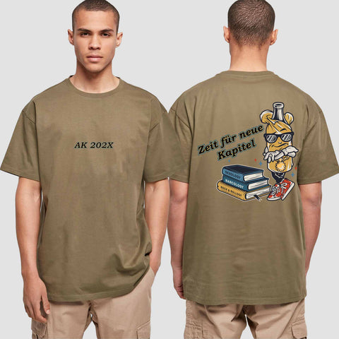 1057 "neue Kapitel" Abschluss Oversize T-Shirt beidseitig bedruckt
