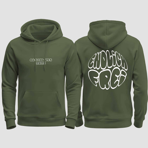 1036 "Endlich Frei" Abschluss regular College Hoodie beidseitig bedruckt