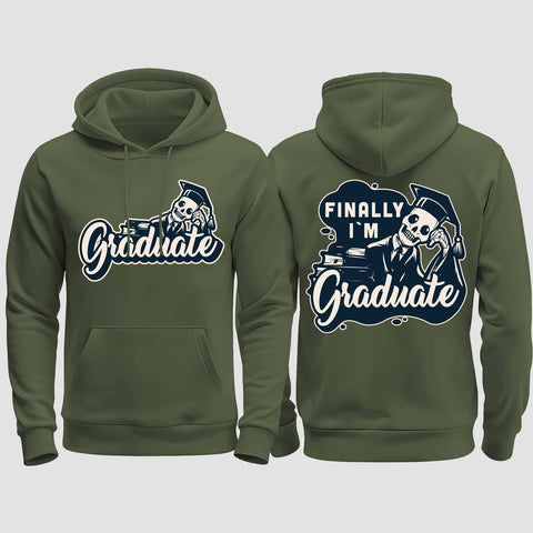1059 "Finally" Abschluss regular College Hoodie beidseitig bedruckt
