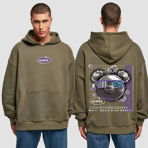 1055 "Welt, mach dich bereit" Abschluss Premium Oversize Hoodie beidseitig bedruckt
