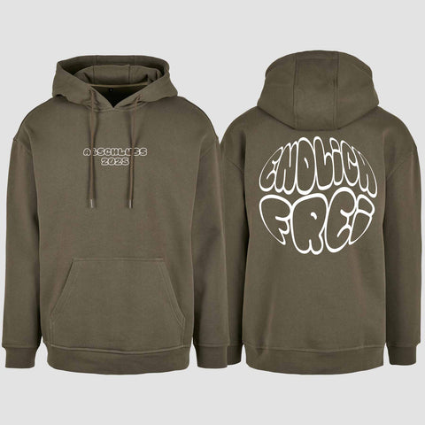 1036 "Endlich frei" Abschluss Oversize Hoodie beidseitig bedruckt