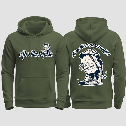 1058 "Endlich" Abschluss regular College Hoodie beidseitig bedruckt