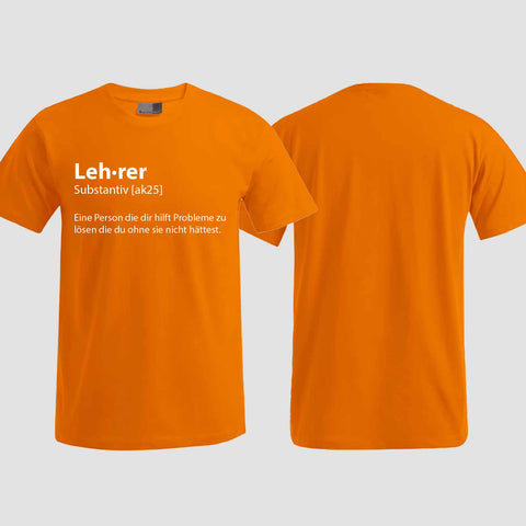 1049 "Definition Lehrer" Abschluss T-Shirt einseitig bedruckt
