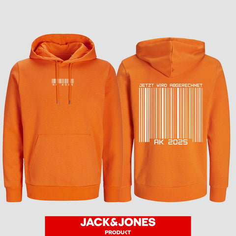1027 "Barcode" Abschluss Hoodie by Jack&Jones beidseitig bedruckt