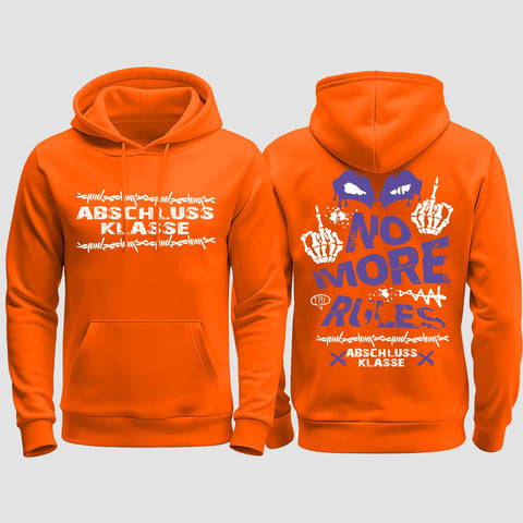 1051 "No more Rules" Abschluss regular College Hoodie beidseitig bedruckt