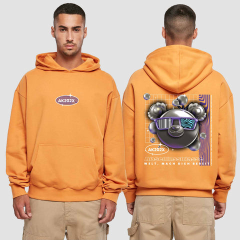 1055 "Welt, mach dich bereit" Abschluss Premium Oversize Hoodie beidseitig bedruckt