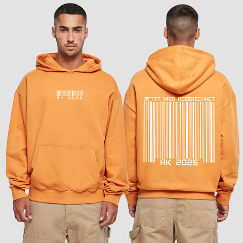 1027 "Barcode" Abschluss Premium Oversize Hoodie beidseitig bedruckt
