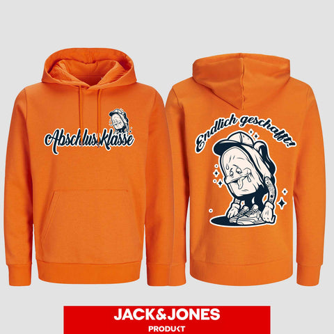 1058 "Endlich geschafft" Abschluss Hoodie by Jack&Jones beidseitig bedruckt