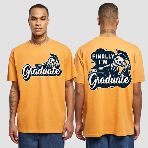 1059 "Finally" Abschluss Oversize T-Shirt beidseitig bedruckt