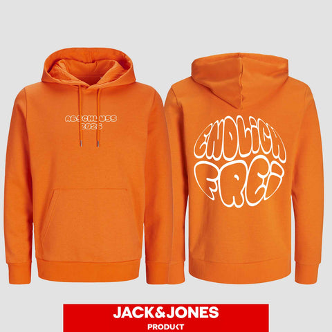1036 "Endlich frei" Abschluss / Abi Hoodie by Jack&Jones beidseitig bedruckt