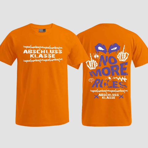 1051 "No more Rules" Abschluss T-Shirt beidseitig bedruckt