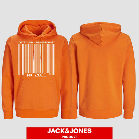 1026 "Barcode" Abschluss Hoodie by Jack&Jones einseitig bedruckt