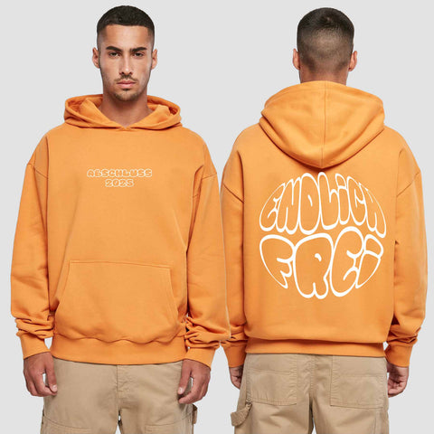 1036 "endlich Frei" Abschluss Premium Oversize Hoodie beidseitig bedruckt