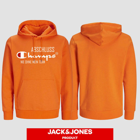 1028 "Champs - Nie ohne mein Team" Abschluss Hoodie by Jack&Jones einseitig bedruckt