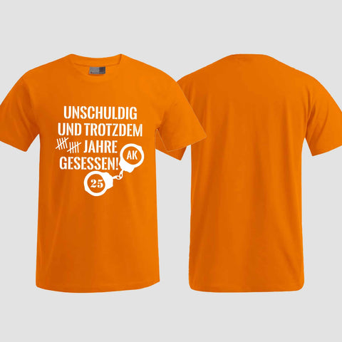 1008 "Unschuldig gesessen" Abschluss T-Shirt einseitig bedruckt
