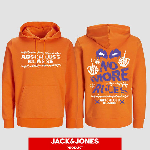 1051 "NO MORE RULES Streatwear" Abschluss Hoodie by Jack&Jones beidseitig bedruckt
