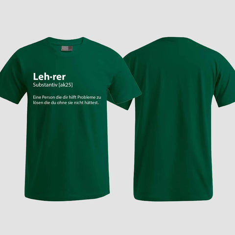 1049 "Definition Lehrer" Abschluss T-Shirt einseitig bedruckt