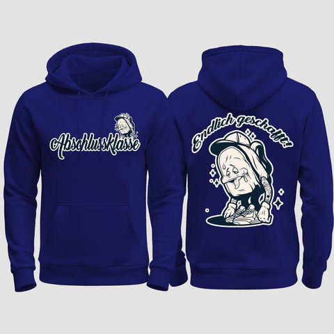 1058 "Endlich" Abschluss regular College Hoodie beidseitig bedruckt