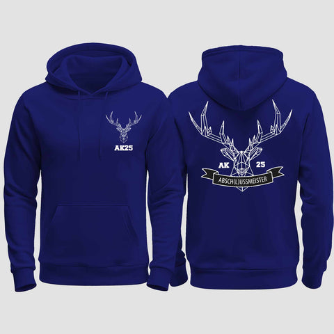 1017 "Abschlussmeister Polygon" Abschluss regular College Hoodie beidseitig bedruckt