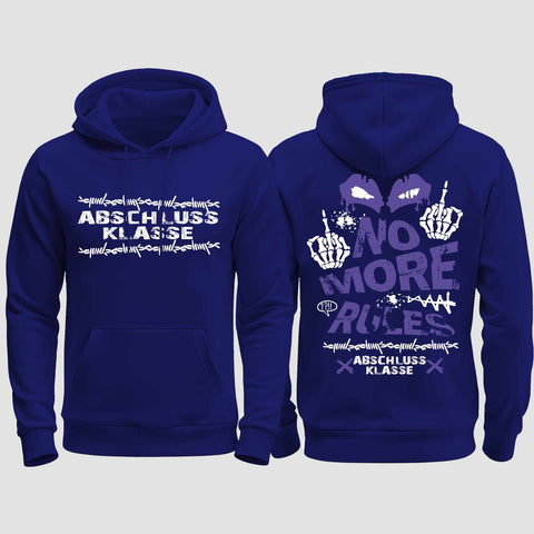 1051 "No more Rules" Abschluss regular College Hoodie beidseitig bedruckt