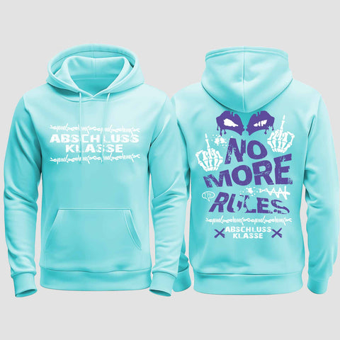 1051 "No more Rules" Abschluss regular College Hoodie beidseitig bedruckt