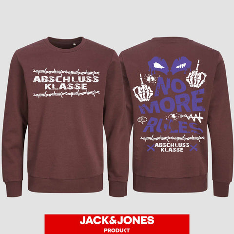 1051 "No more Rules" Abschluss Sweatshirt by Jack&Jones beidseitig bedruckt