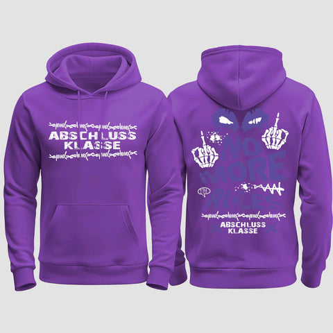 1051 "No more Rules" Abschluss regular College Hoodie beidseitig bedruckt