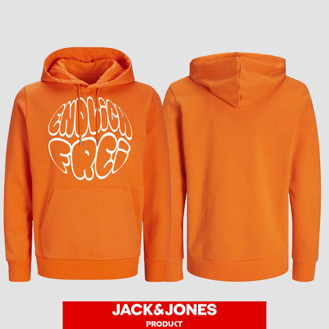 1034 "Endlich frei" Abschluss / ABI Hoodie by Jack&Jones einseitig bedruckt
