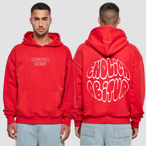1037 "endlich Frei" Abi Premium Oversize Hoodie beidseitig bedruckt