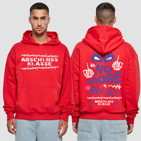 1051 "No more Rules" Abschluss Premium Oversize Hoodie beidseitig bedruckt