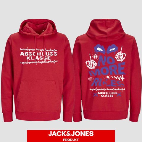 1051 "NO MORE RULES Streatwear" Abschluss Hoodie by Jack&Jones beidseitig bedruckt